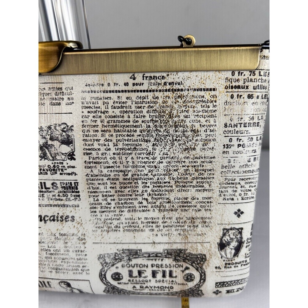 Patricia Nash Asher Vintage French Newspaper Print Clutch Or Crossbody Bag EUC - Picture 5 of 10